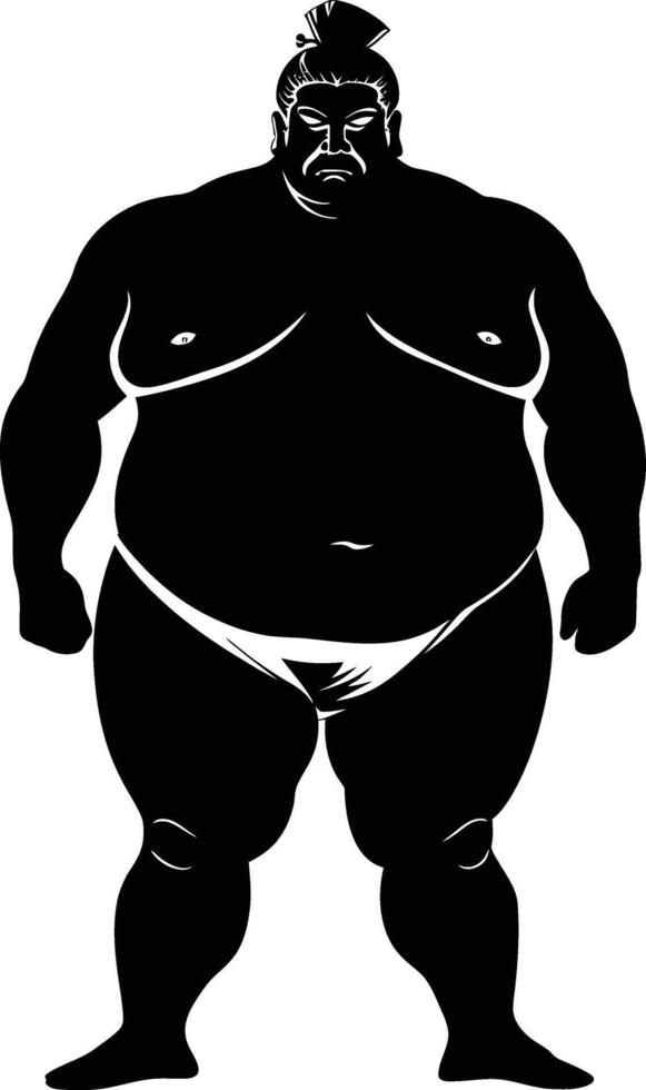 AI generated Silhouette Japanese sumo athlete black color only vector