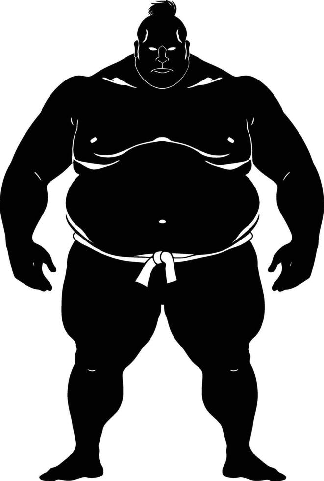 AI generated Silhouette Japanese sumo athlete black color only vector