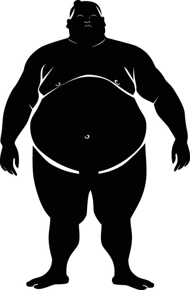 AI generated Silhouette Japanese sumo athlete black color only vector