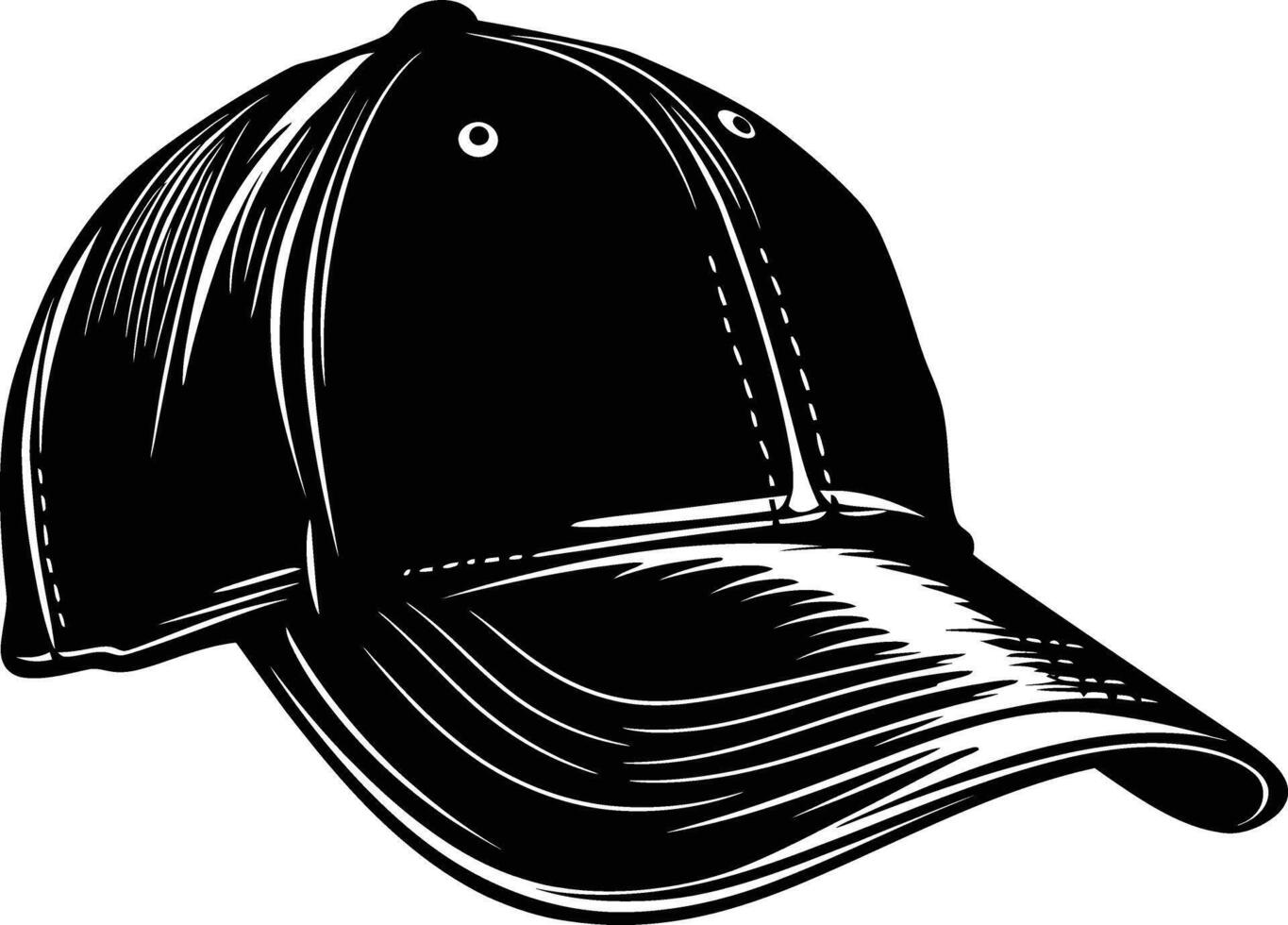 AI generated Silhouette baseball hat black color only vector