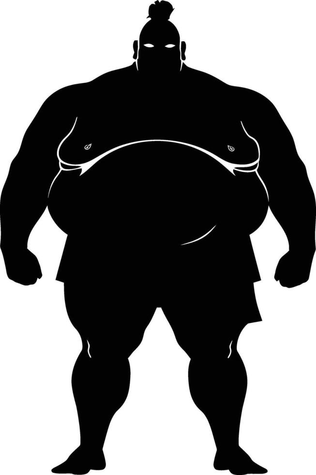 AI generated Silhouette Japanese sumo athlete black color only vector