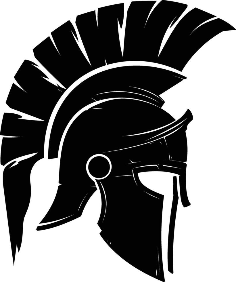 AI generated Silhouette Ancient Greek Helmet black color only vector