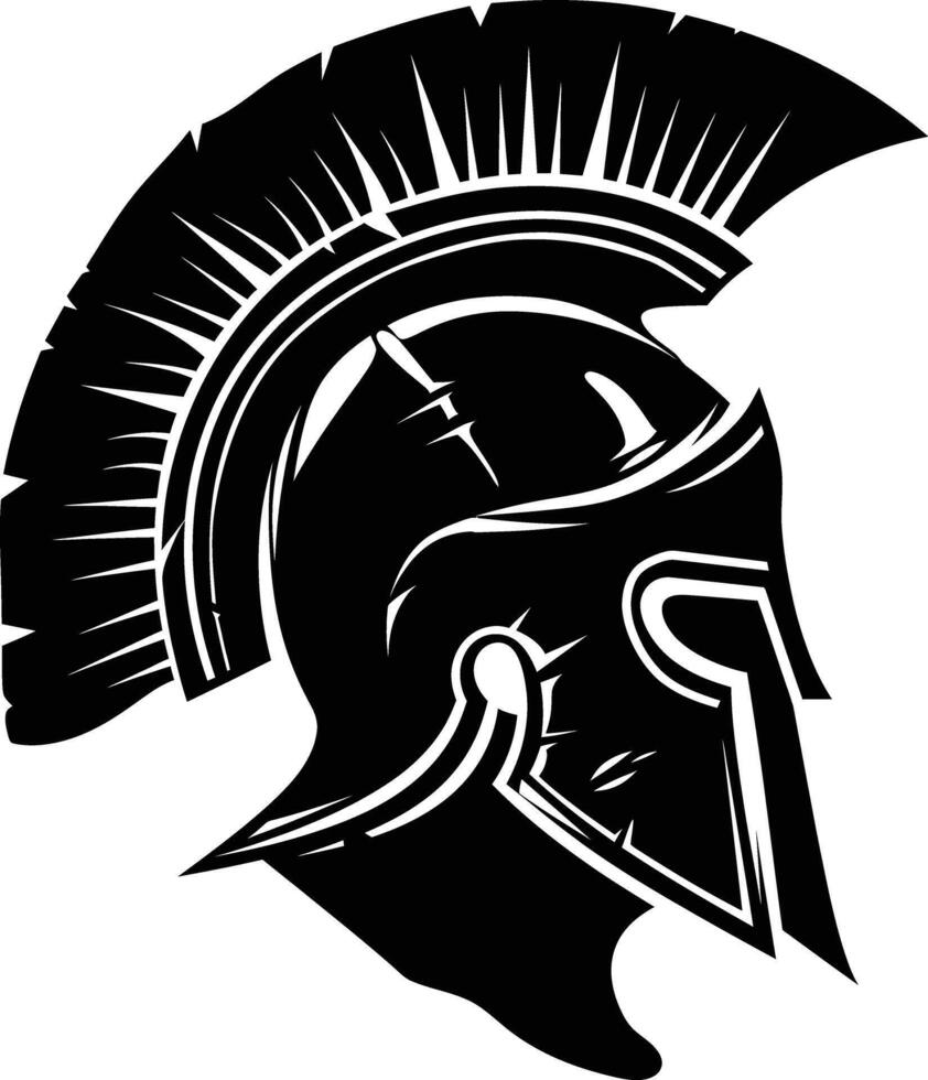 AI generated Silhouette Ancient Greek Helmet black color only vector