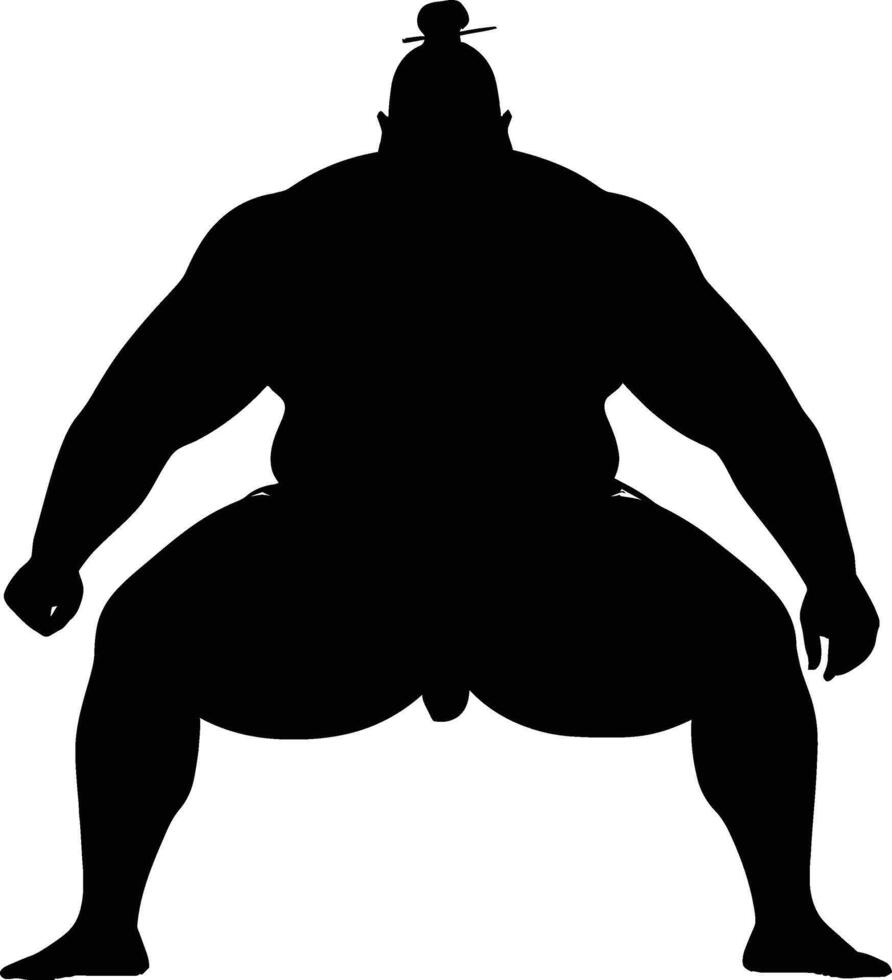 AI generated Silhouette Japanese sumo athlete black color only vector