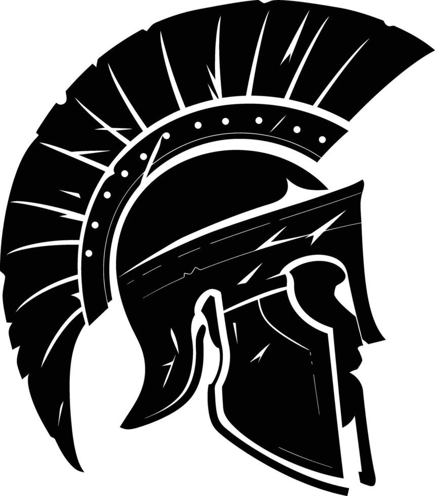 AI generated Silhouette Ancient Greek Helmet black color only vector