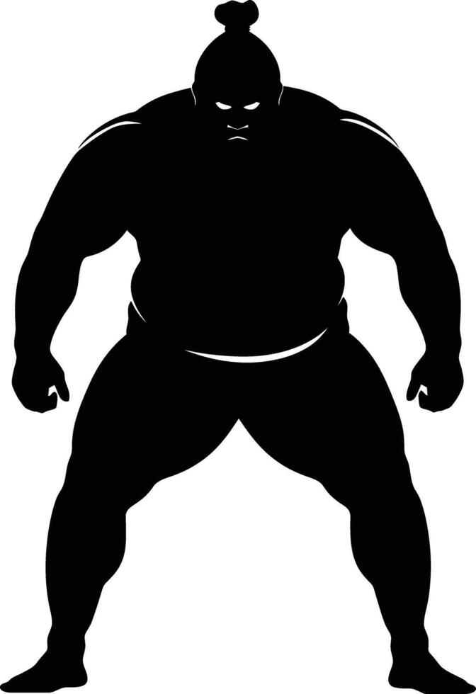 AI generated Silhouette Japanese sumo athlete black color only vector