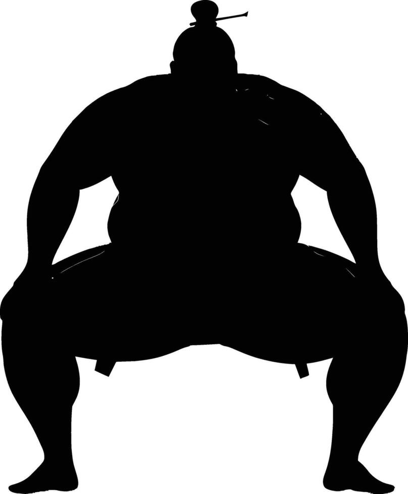 AI generated Silhouette Japanese sumo athlete black color only vector