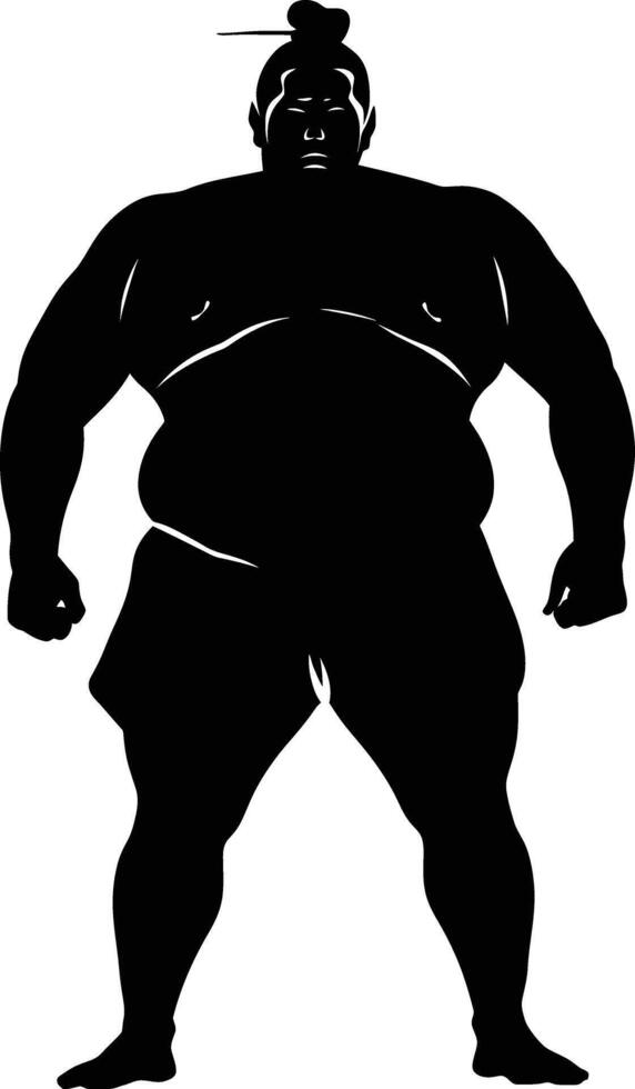 AI generated Silhouette Japanese sumo athlete black color only vector