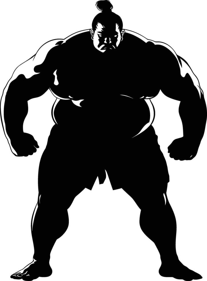 AI generated Silhouette Japanese sumo athlete black color only vector