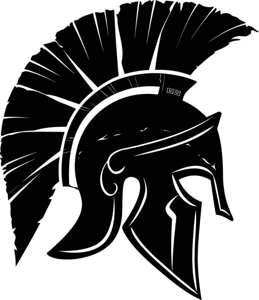 AI generated Silhouette Ancient Greek Helmet black color only vector
