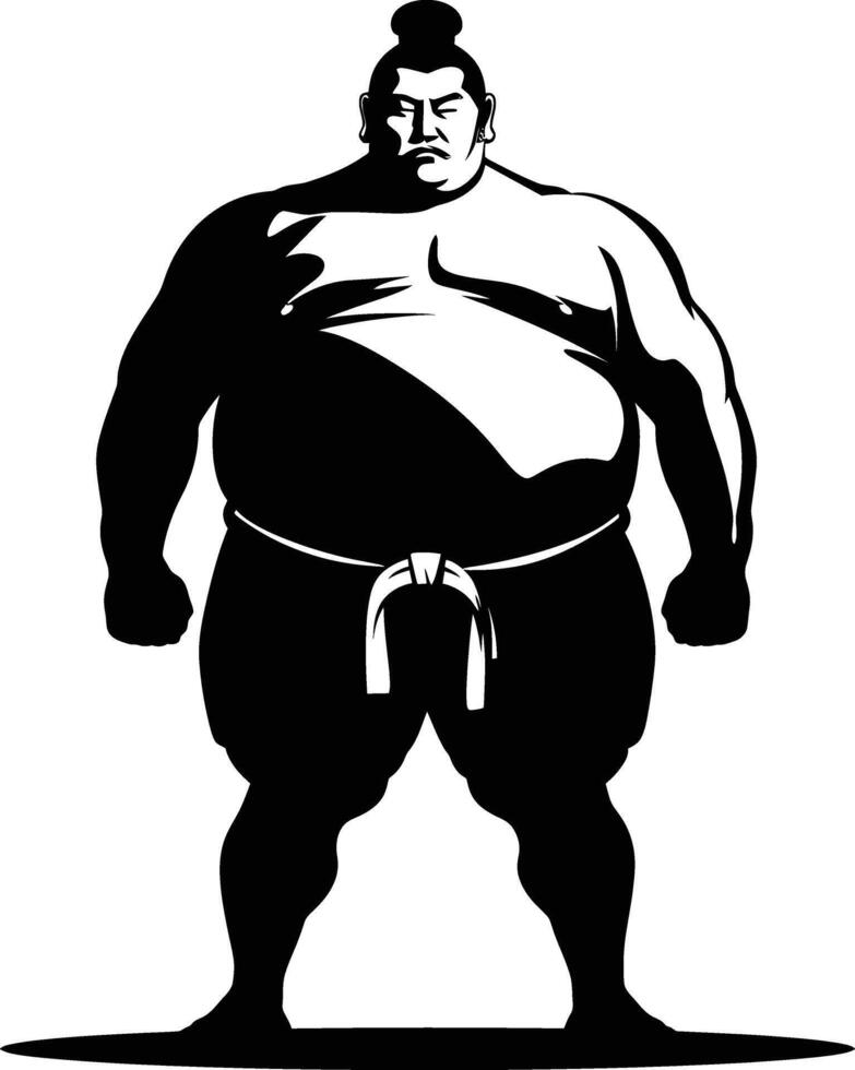 AI generated Silhouette Japanese sumo athlete black color only vector