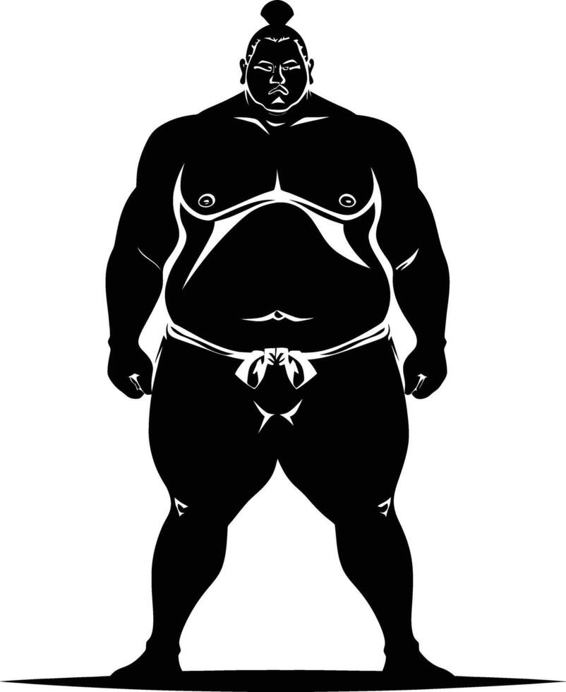 AI generated Silhouette Japanese sumo athlete black color only vector