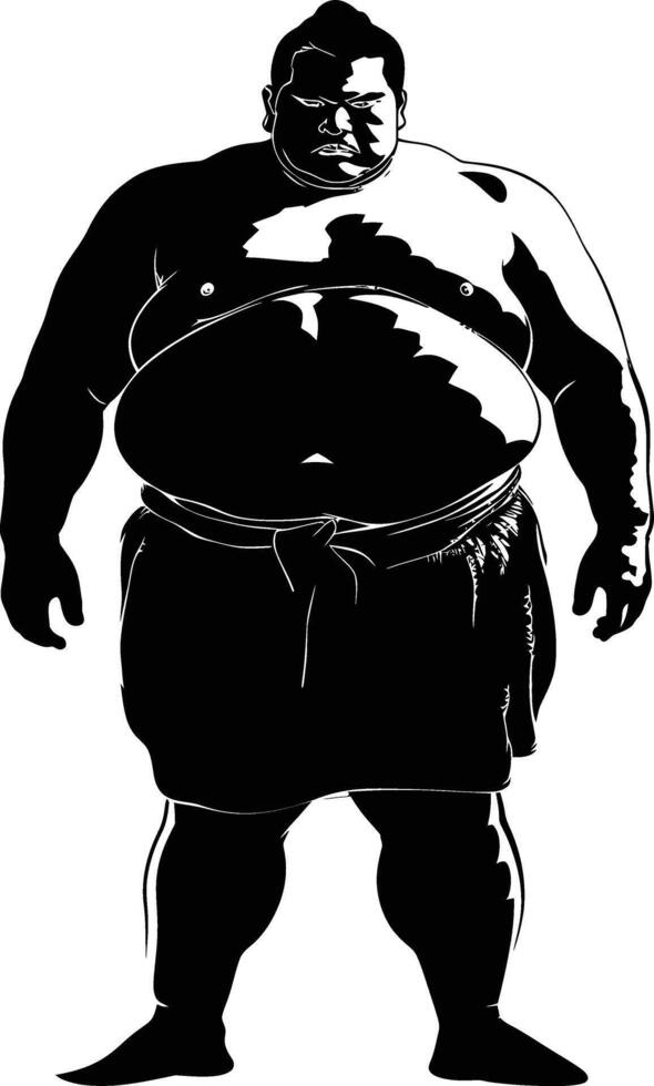 AI generated Silhouette Japanese sumo athlete black color only vector