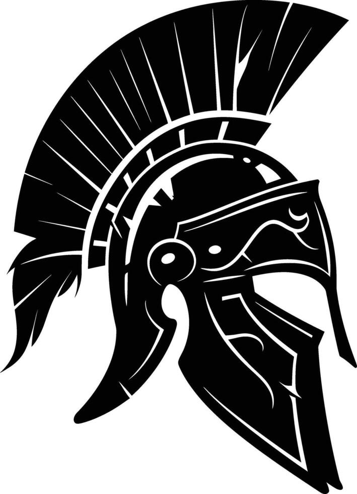 AI generated Silhouette Ancient Greek Helmet black color only vector