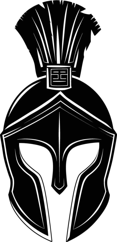 AI generated Silhouette Ancient Greek Helmet black color only vector