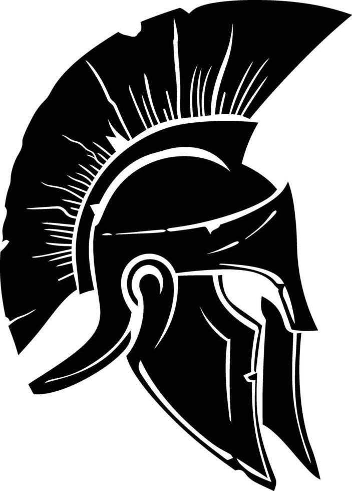 AI generated Silhouette Ancient Greek Helmet black color only vector