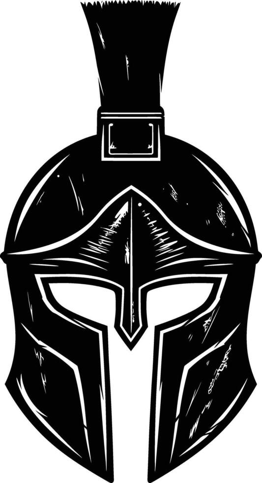 AI generated Silhouette Ancient Greek Helmet black color only vector