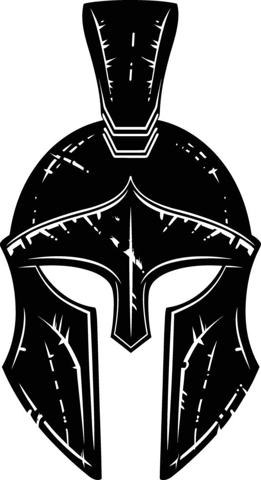 AI generated Silhouette Ancient Greek Helmet black color only vector