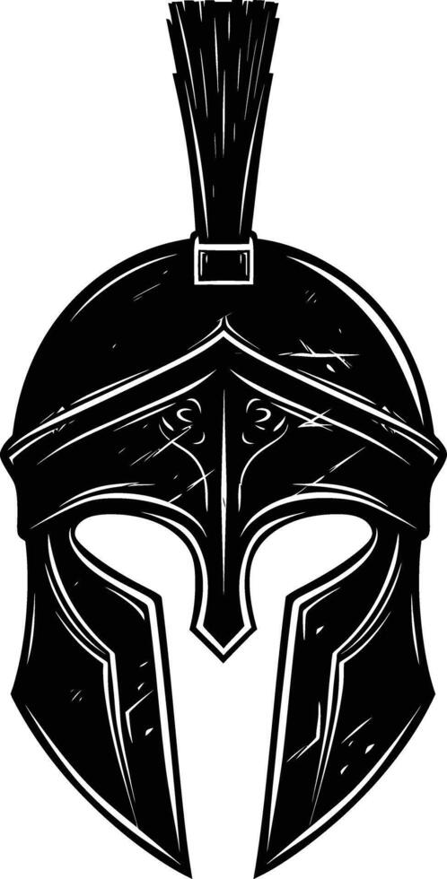 AI generated Silhouette Ancient Greek Helmet black color only vector