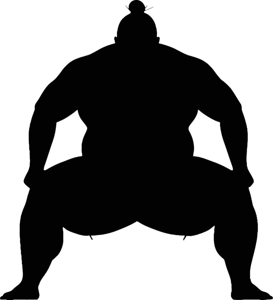 AI generated Silhouette Japanese sumo athlete black color only vector