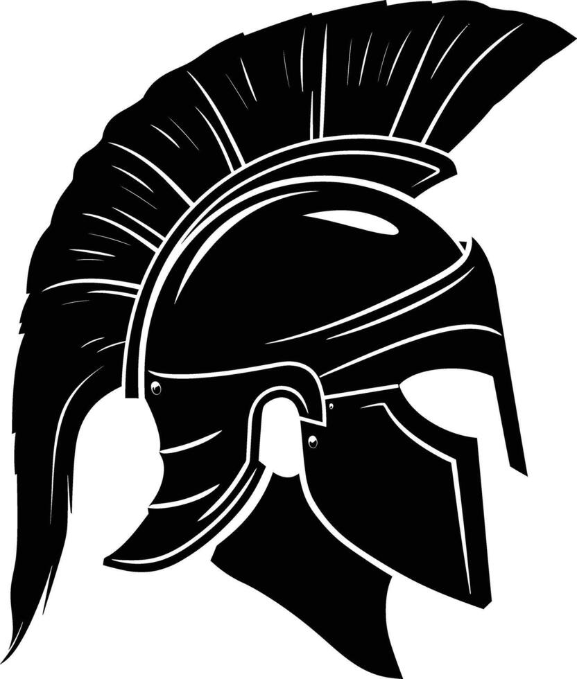 AI generated Silhouette Ancient Greek Helmet black color only vector