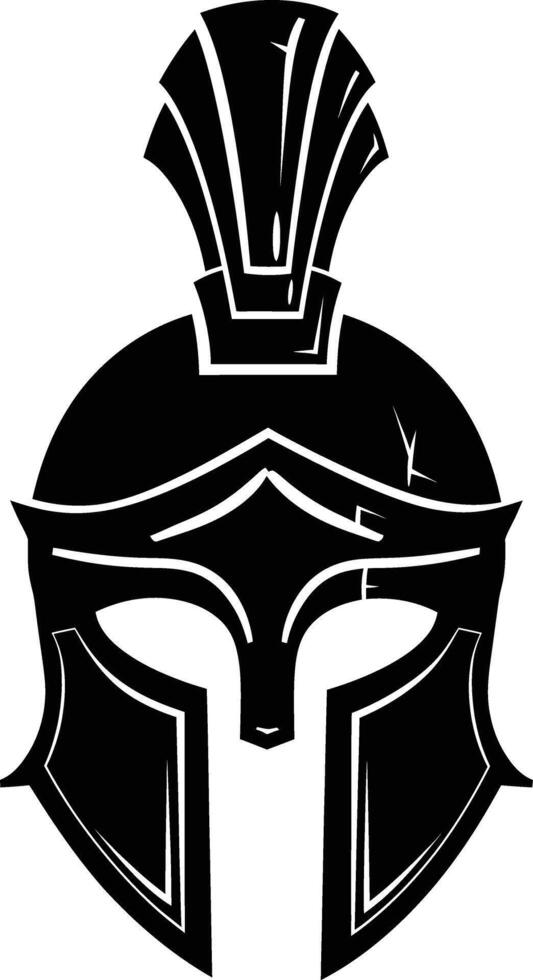 AI generated Silhouette Ancient Greek Helmet black color only vector