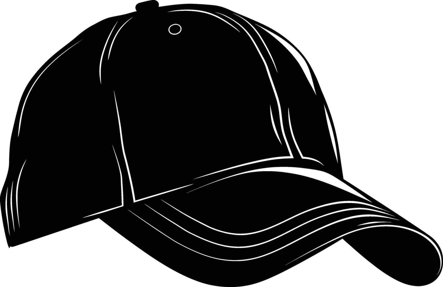 AI generated Silhouette baseball hat black color only vector