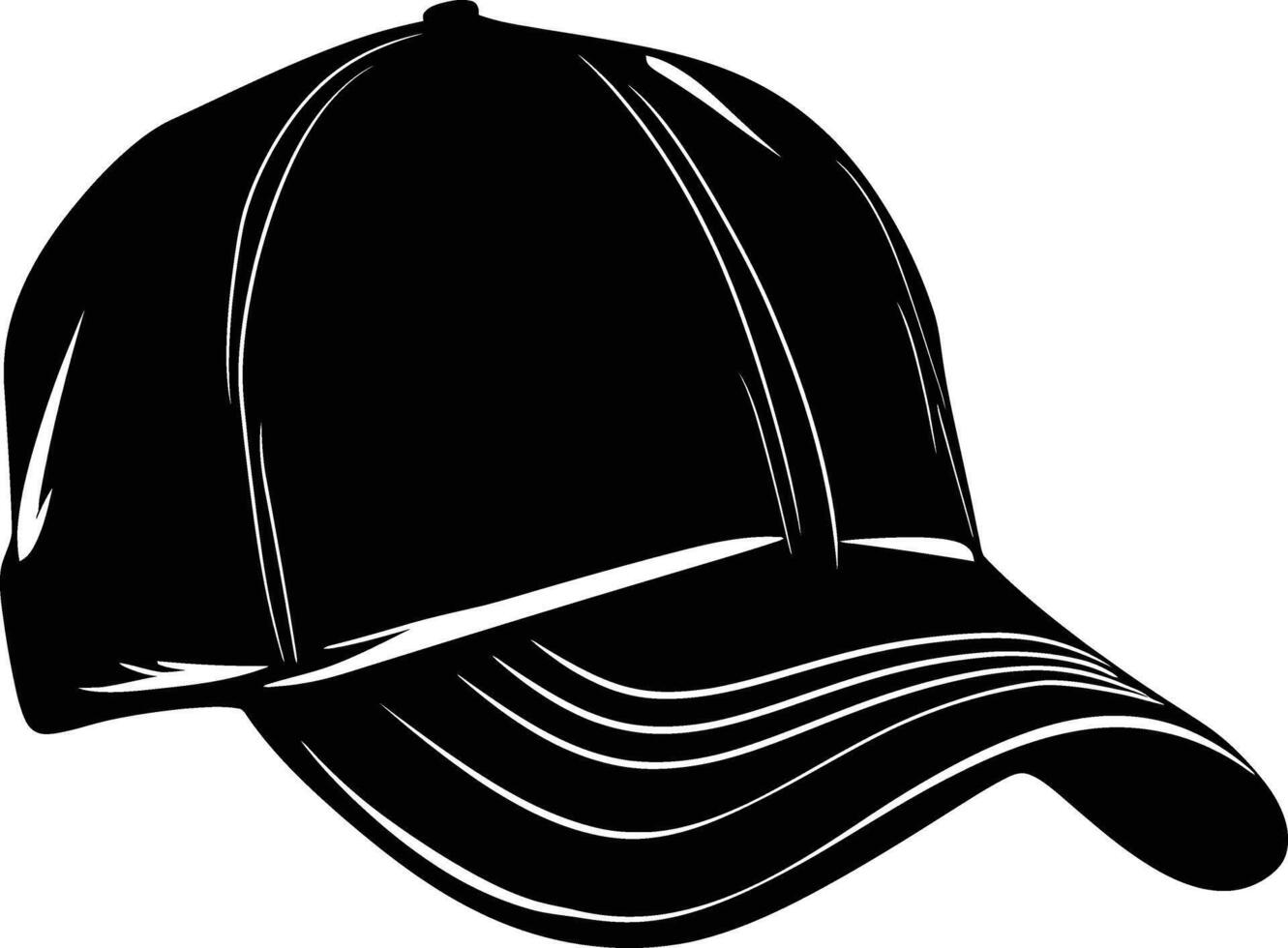 AI generated Silhouette baseball hat black color only vector