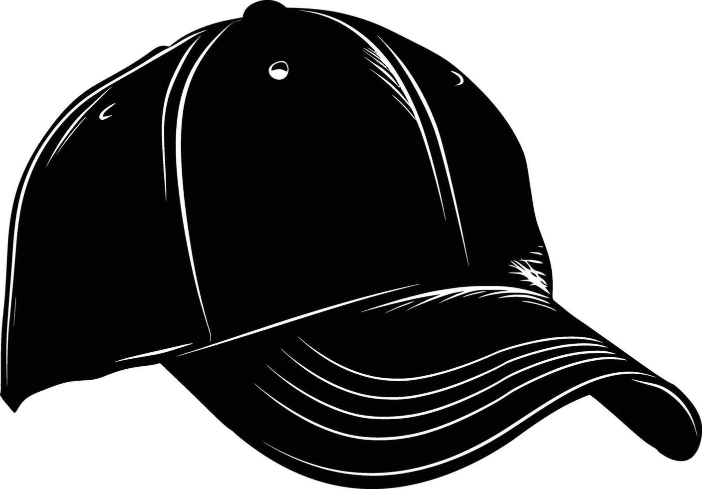 AI generated Silhouette baseball hat black color only vector