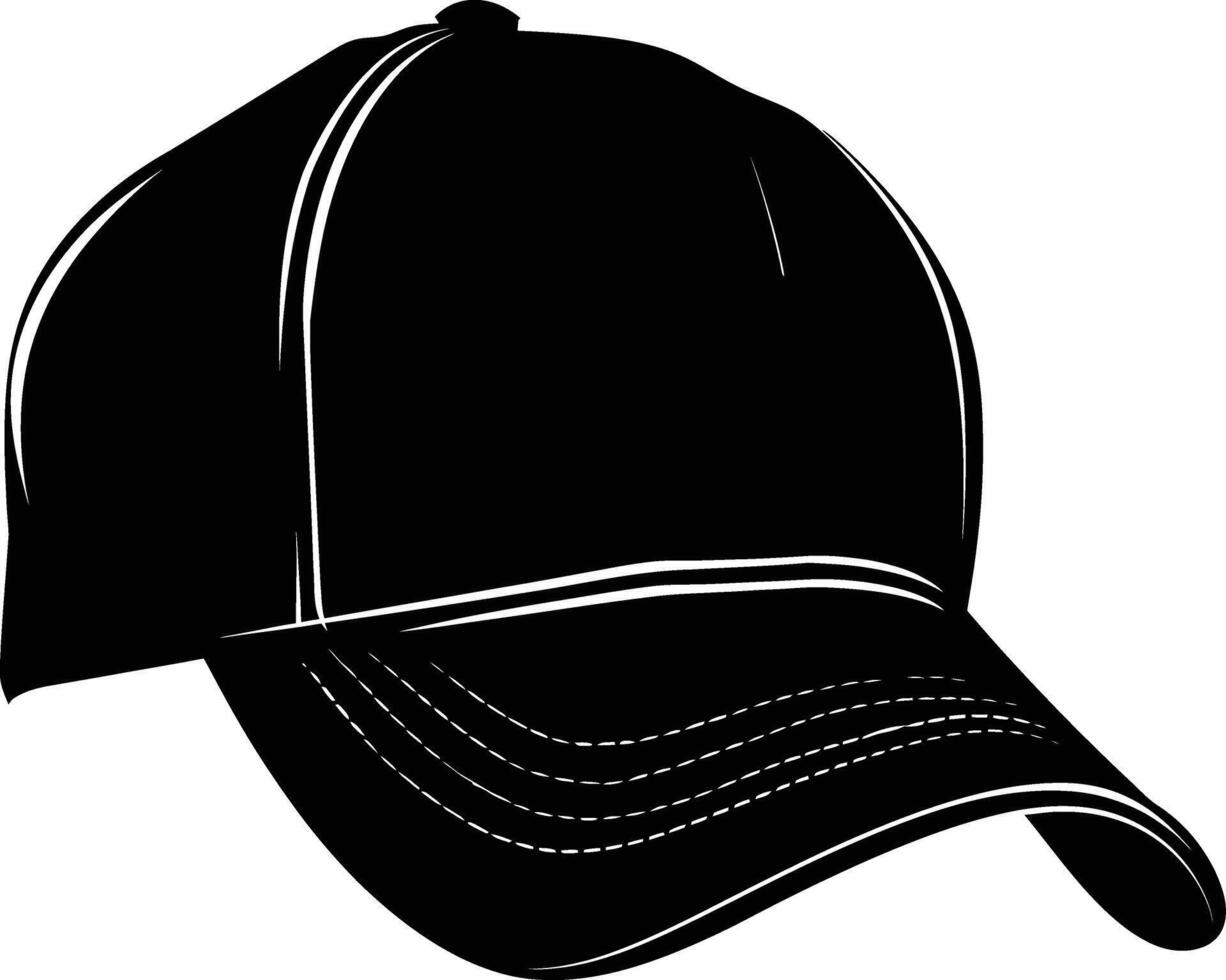 AI generated Silhouette baseball hat black color only vector