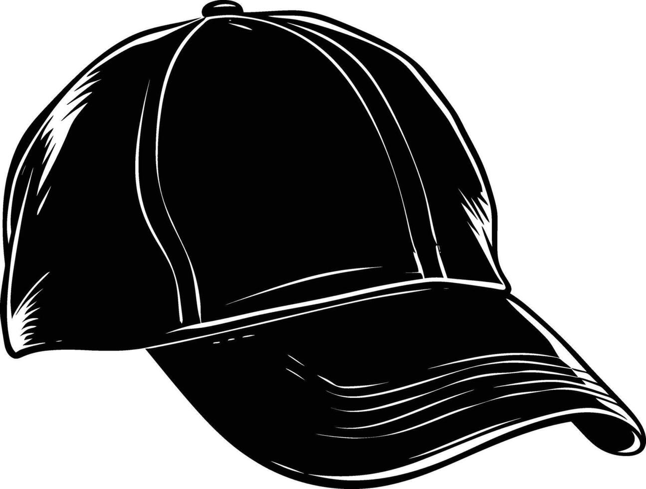 AI generated Silhouette baseball hat black color only vector