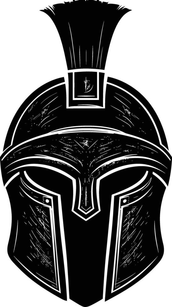 AI generated Silhouette Ancient Greek Helmet black color only vector