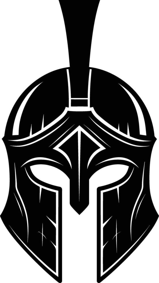 AI generated Silhouette Ancient Greek Helmet black color only vector