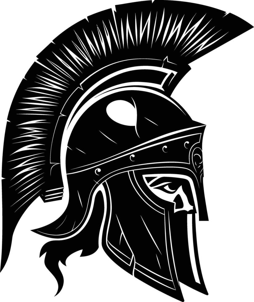 AI generated Silhouette Ancient Greek Helmet black color only vector