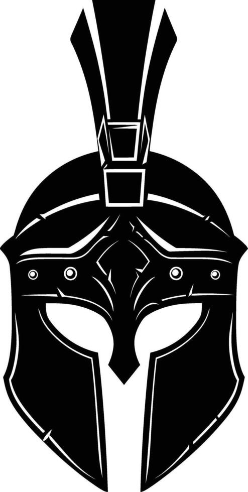 AI generated Silhouette Ancient Greek Helmet black color only vector