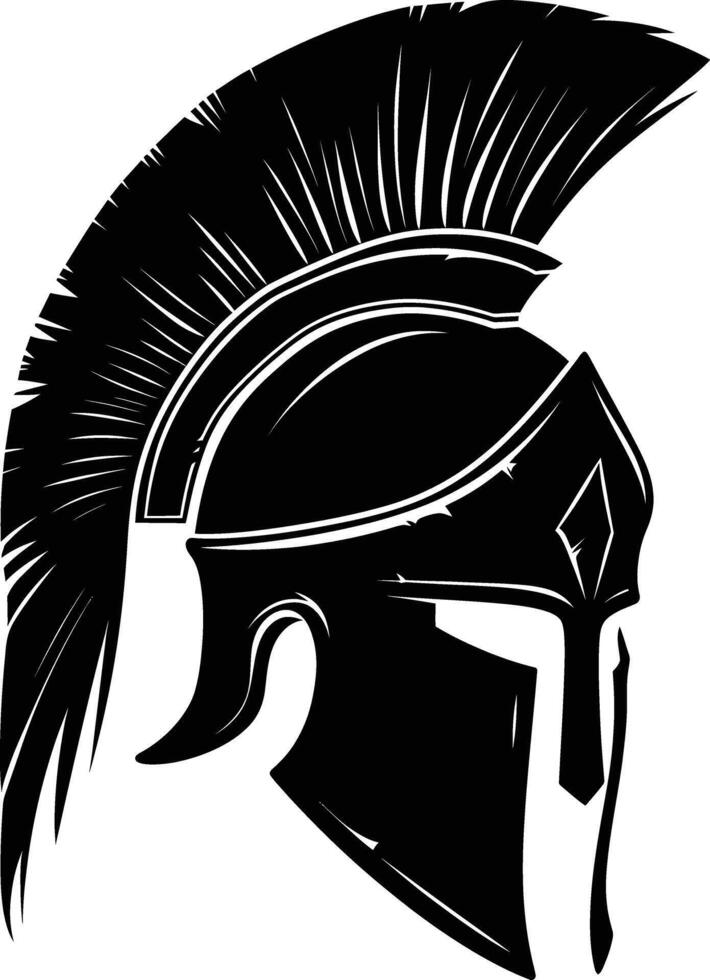 AI generated Silhouette Ancient Greek Helmet black color only vector