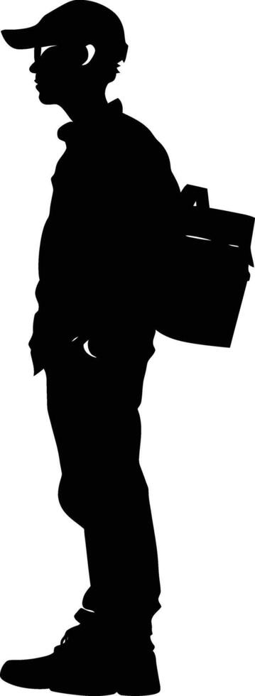 AI generated Silhouette delivery man black color only full body vector