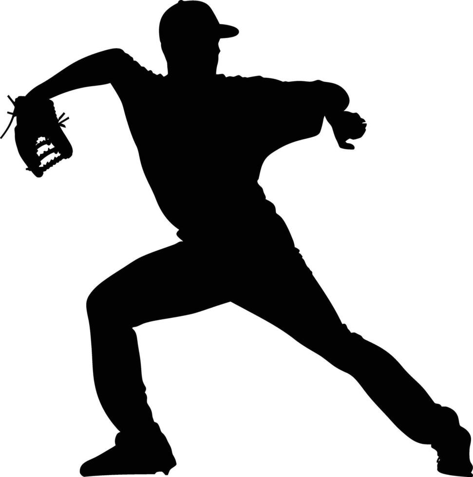 AI generated Silhouette Baseball Pitcher black color only full body vector