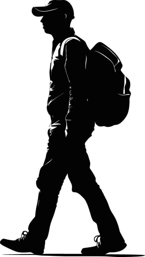 AI generated Silhouette delivery man black color only full body vector