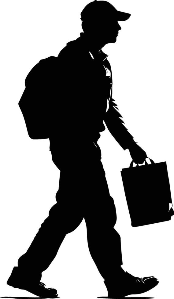AI generated Silhouette delivery man black color only full body vector