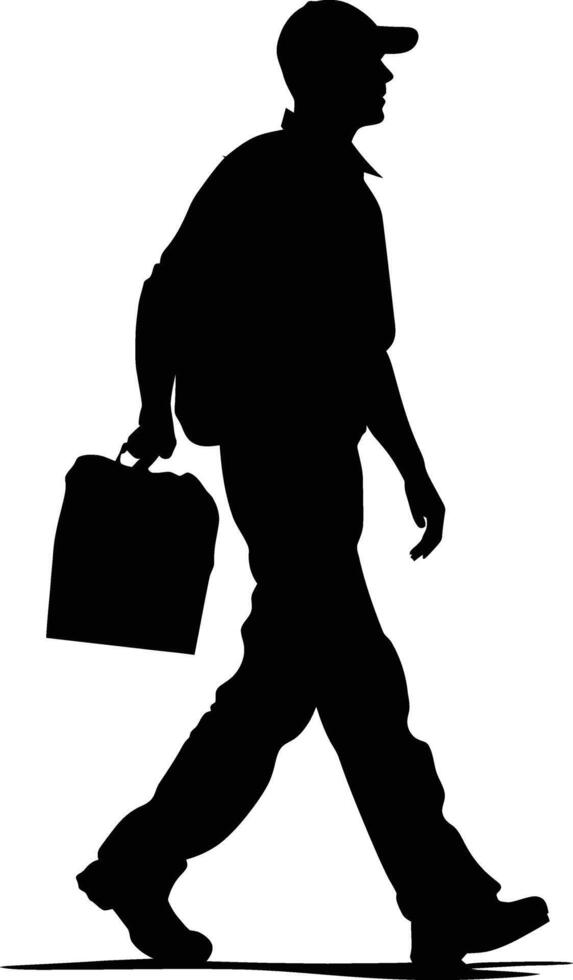 AI generated Silhouette delivery man black color only full body vector