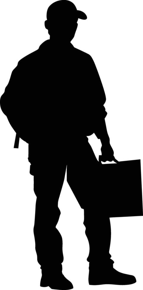 AI generated Silhouette delivery man black color only full body vector