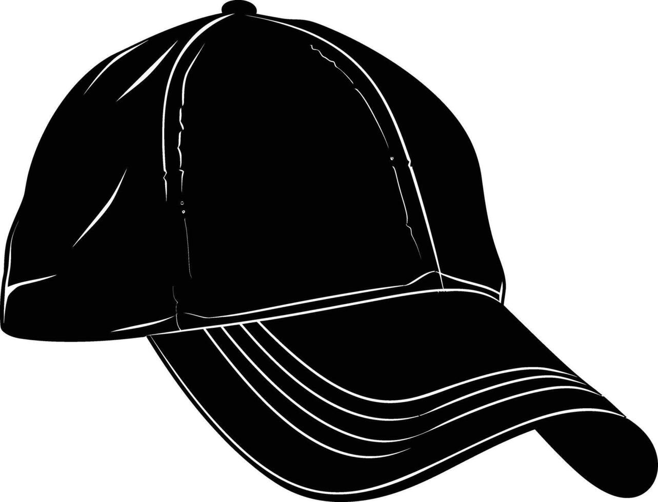 AI generated Silhouette baseball hat black color only vector