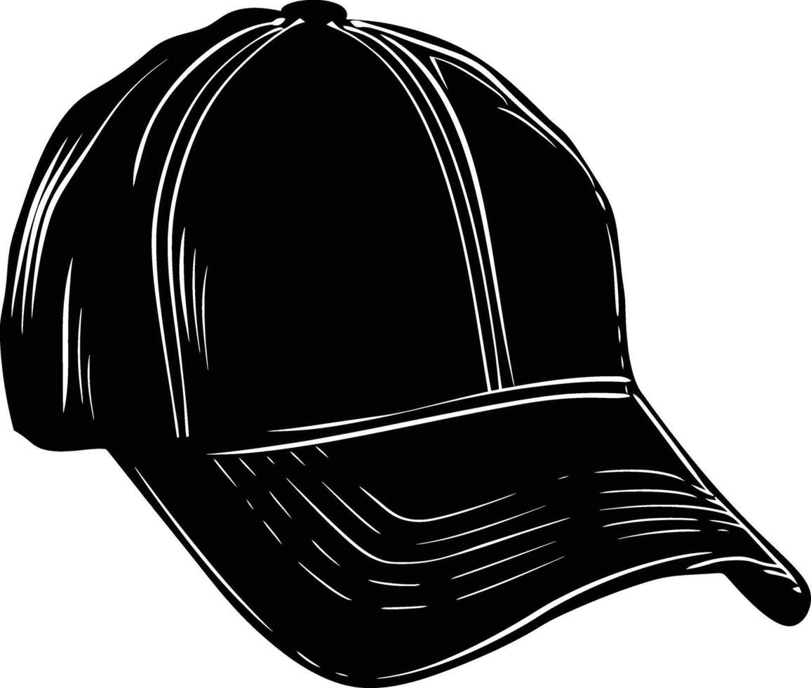 AI generated Silhouette baseball hat black color only vector