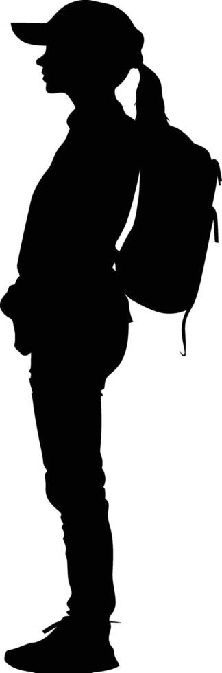 AI generated Silhouette delivery woman black color only full body vector