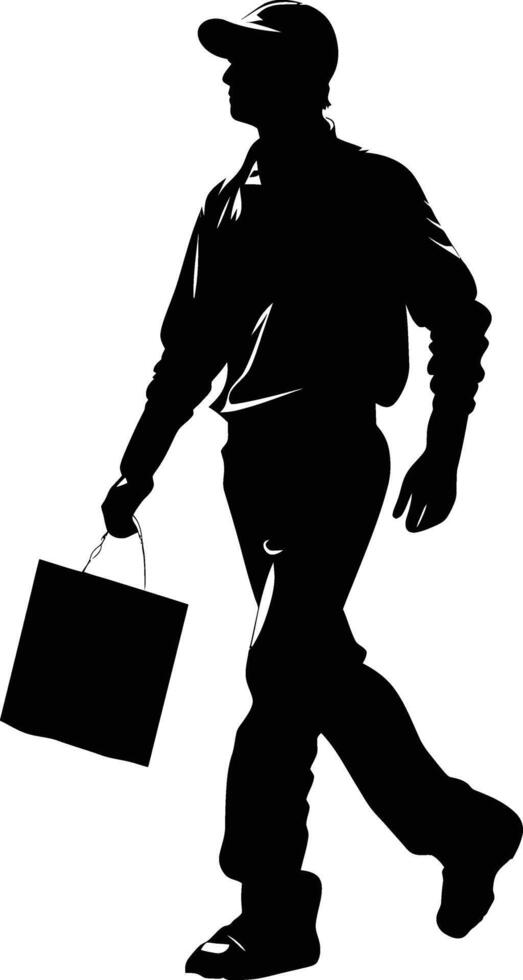 AI generated Silhouette delivery man black color only full body vector