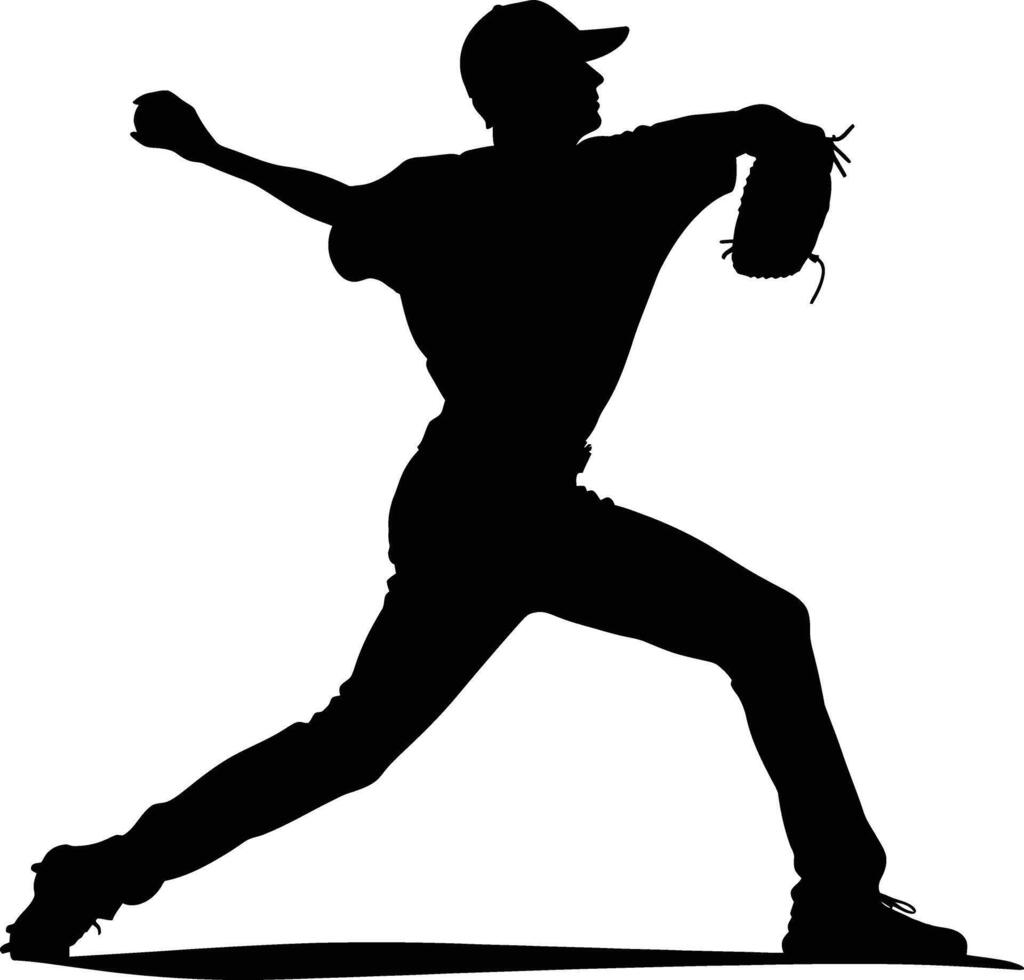 AI generated Silhouette Baseball Pitcher black color only full body vector