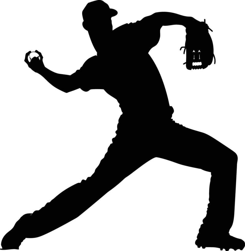 AI generated Silhouette Baseball Pitcher black color only full body vector