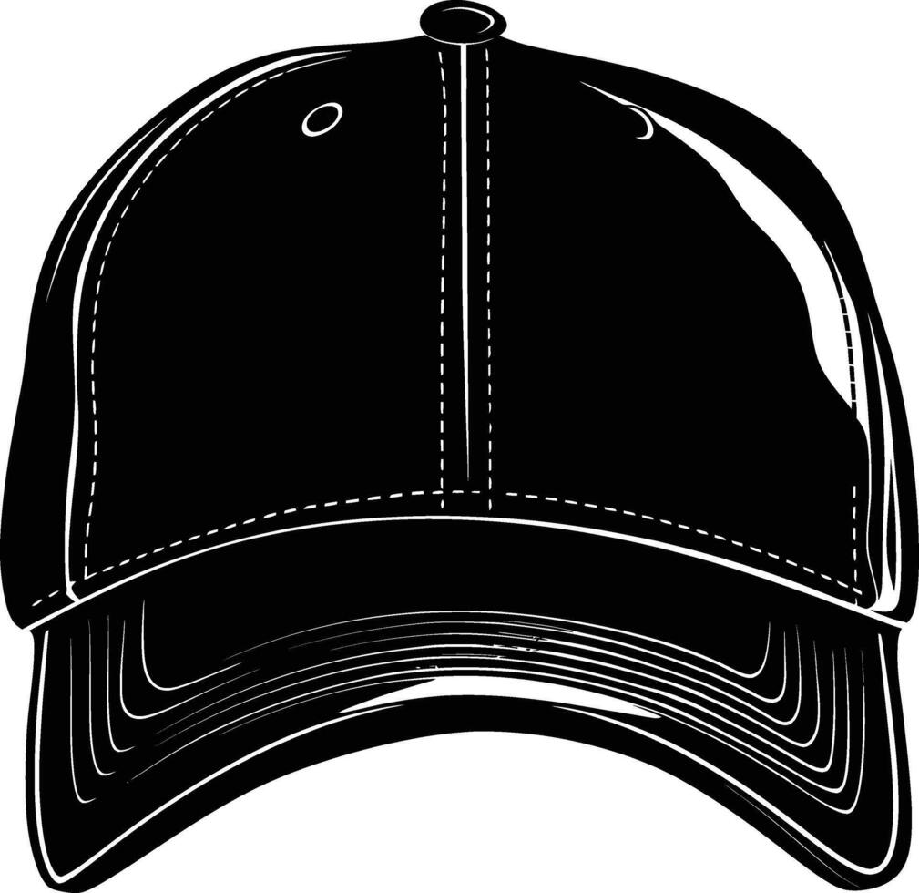 AI generated Silhouette baseball hat black color only vector