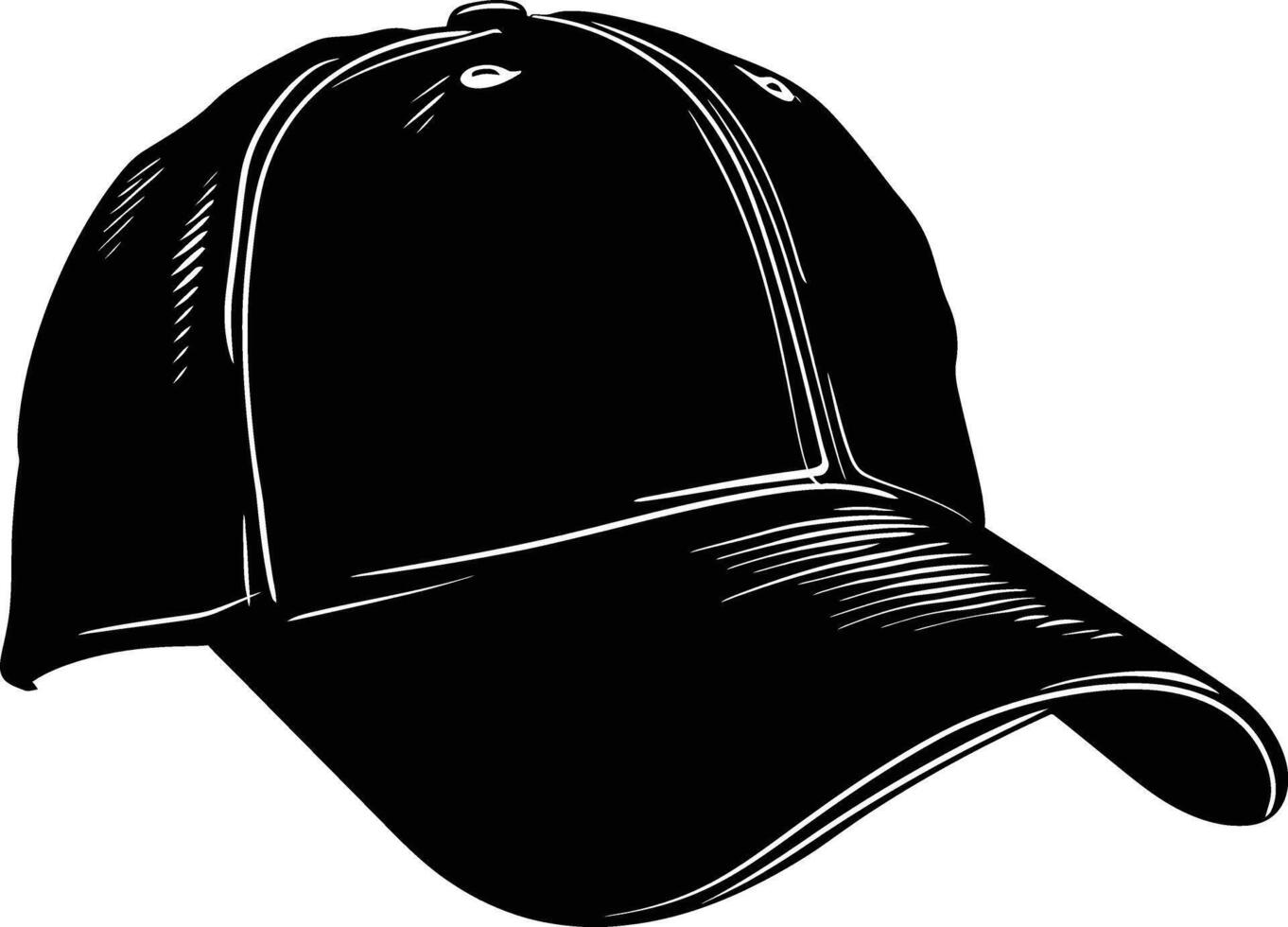 AI generated Silhouette baseball hat black color only vector